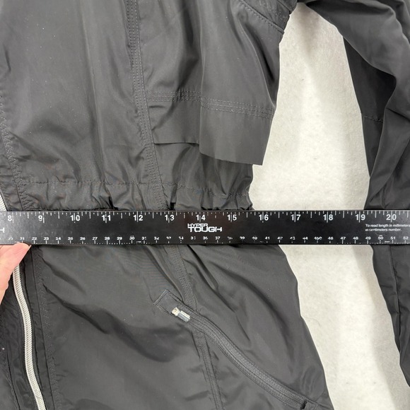 Athleta Endless Rain Jacket Womens Small Black Hooded Long Windbreaker Full Zip - Picture 9 of 15
